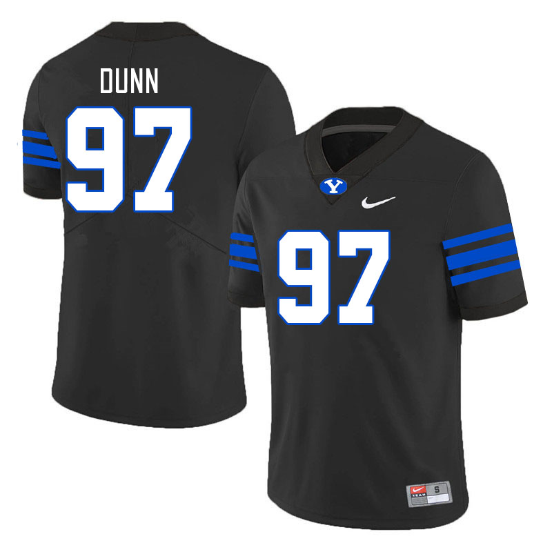 Men #97 Matthias Dunn BYU Cougars College Football Jerseys Stitched-Black - Click Image to Close